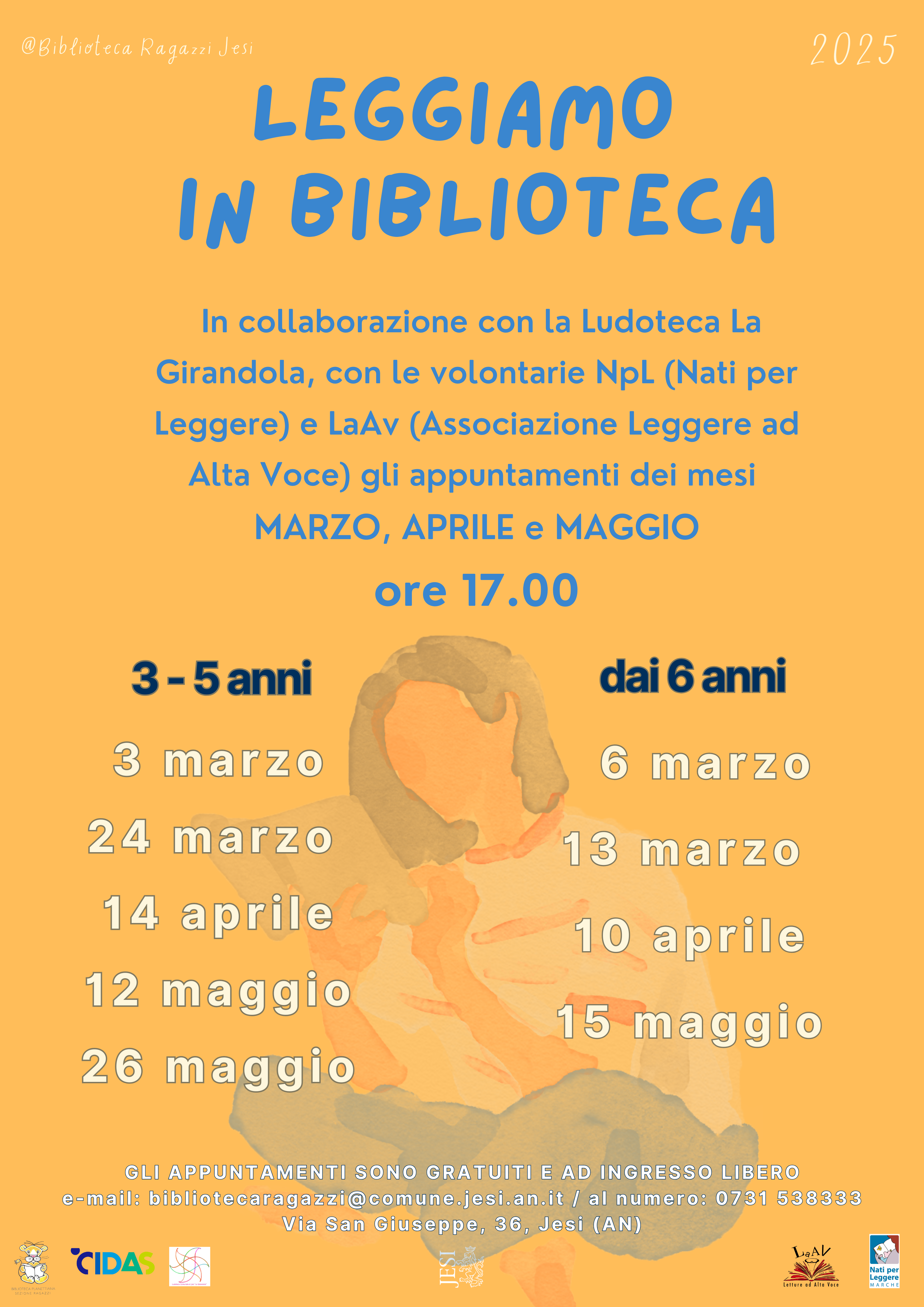 Locandina completa Leggiamo in biblioteca marzo maggio